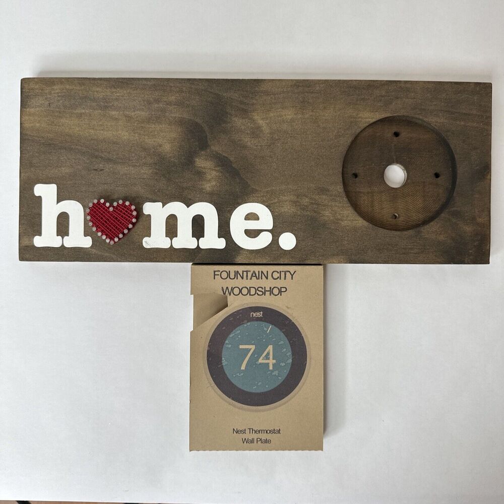 Nest Thermostat Wall Plate Home String Art Hand‎ Made Wood & String Art Heart